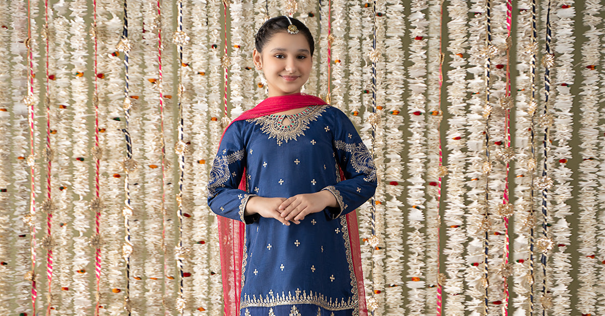 Maria B | 3 Piece Embroidered Raw Silk Suit | MKS-EF25-27