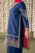 Maria B | 3 Piece Embroidered Raw Silk Suit | MKS-EF25-27 8-Jun Blue