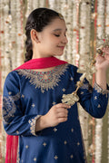 Maria B | 3 Piece Embroidered Raw Silk Suit | MKS-EF25-27 6-Apr Blue