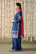 Maria B | 3 Piece Embroidered Raw Silk Suit | MKS-EF25-27 14-Dec Blue
