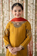 Maria B | 3 Piece Embroidered Raw Silk Suit | MKS-EF25-27 6-Apr Yellow