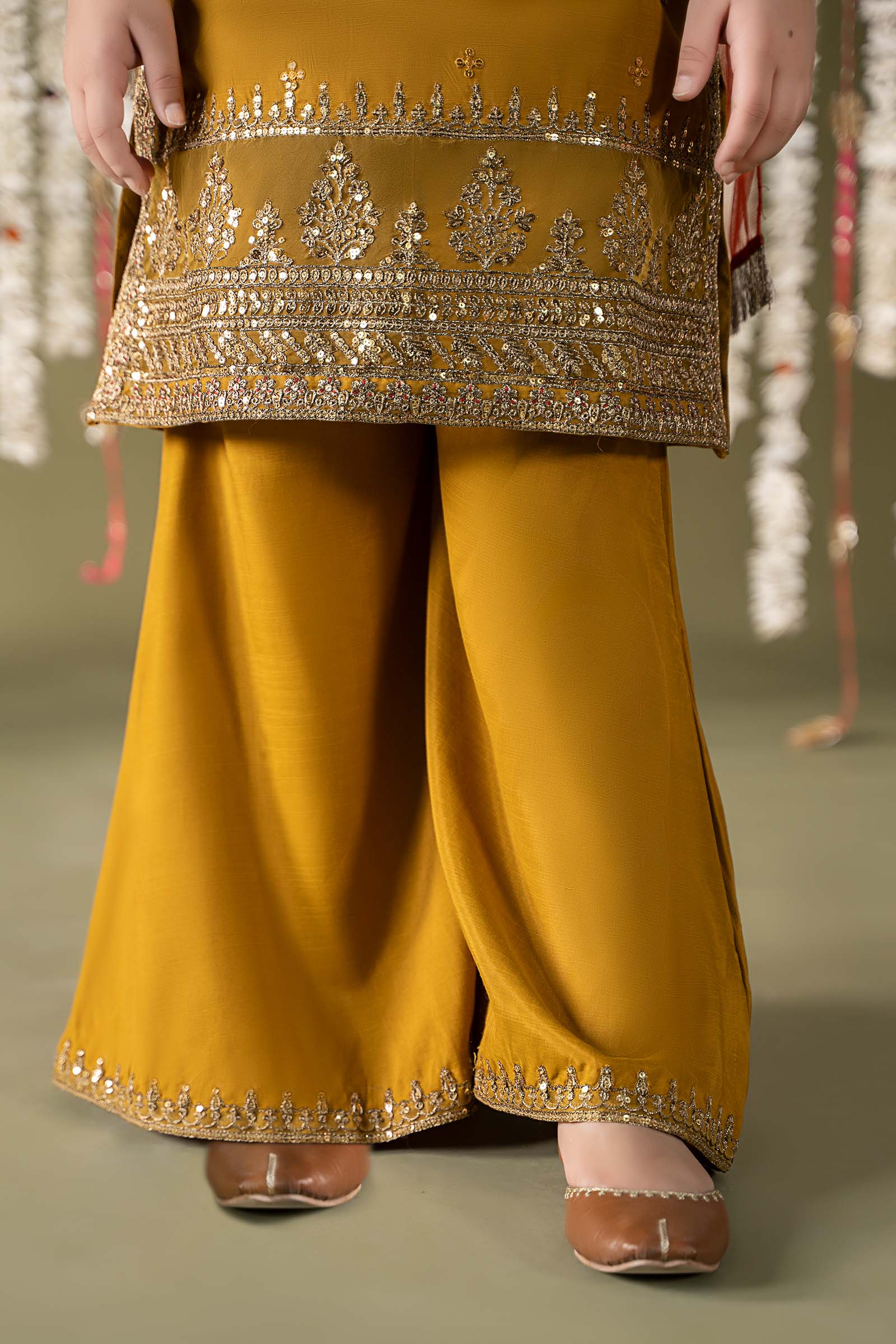 Maria B | 3 Piece Embroidered Raw Silk Suit | MKS-EF25-27 10-Aug Yellow