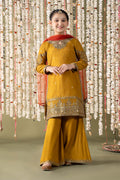 Maria B | 3 Piece Embroidered Raw Silk Suit | MKS-EF25-27 4-Feb Yellow