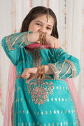 Maria B | 3 Piece Embroidered Raw Silk Suit | MKS-EF25-30 8-Jun Blue