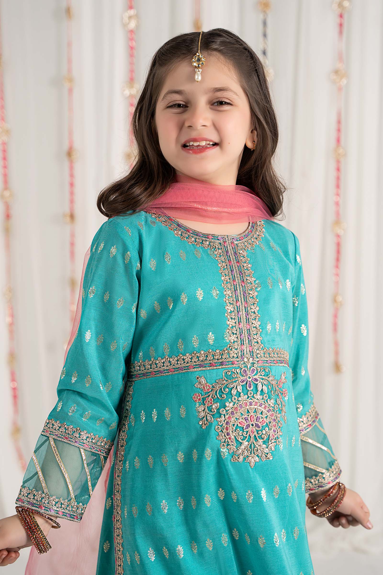 Maria B | 3 Piece Embroidered Raw Silk Suit | MKS-EF25-30 10-Aug Blue