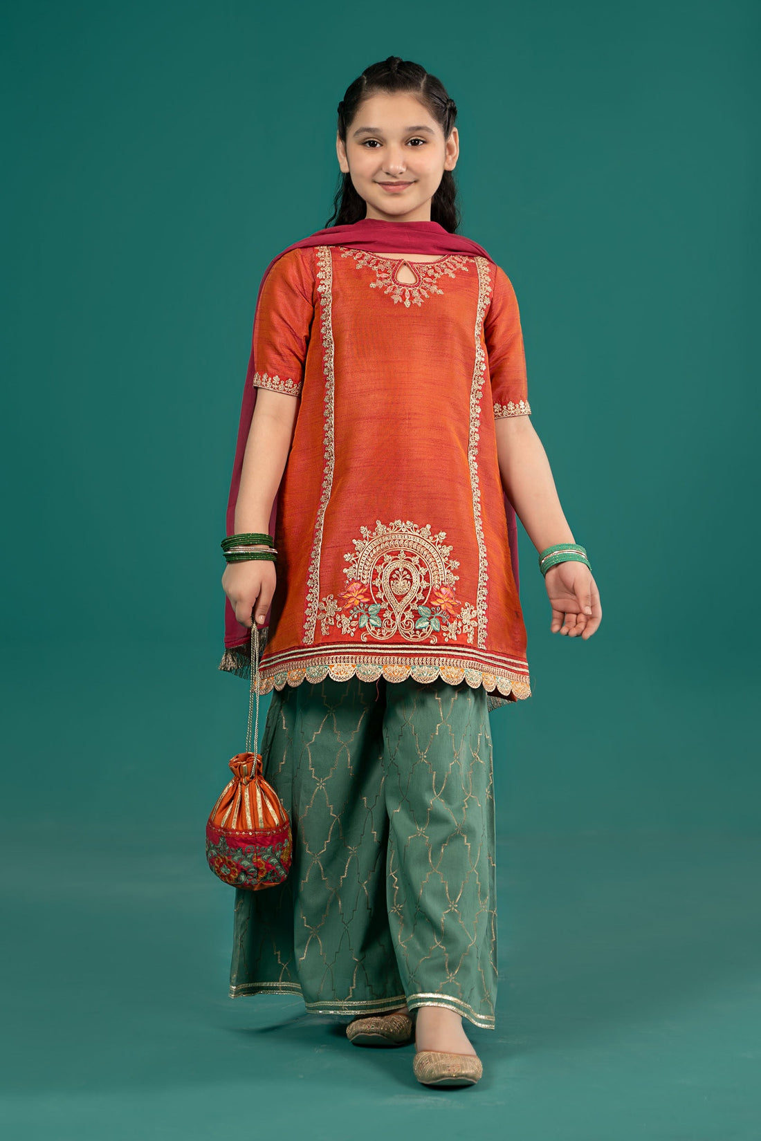 Maria B | 3 Piece Embroidered Raw Silk Suit | MKS-EF25-45 -  Maria B KidsClothes -  Saira Sultan