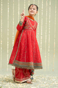 Maria B | 3 Piece Embroidered Raw Silk Suit | MKS-W24-02 14-Dec Red
