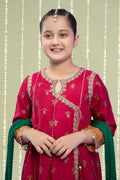 Maria B | 3 Piece Embroidered Raw Silk Suit | MKS-W24-10 6-Apr Maroon