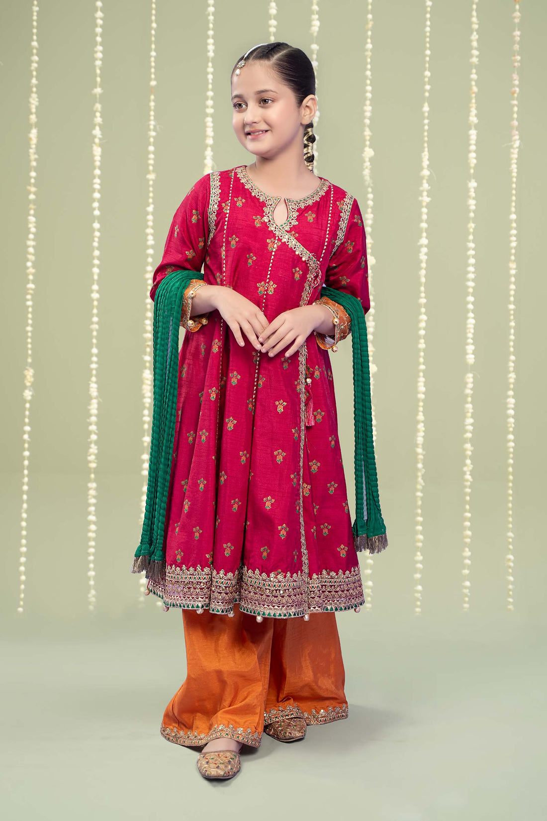 Maria B | 3 Piece Embroidered Raw Silk Suit | MKS-W24-10 4-Feb Maroon
