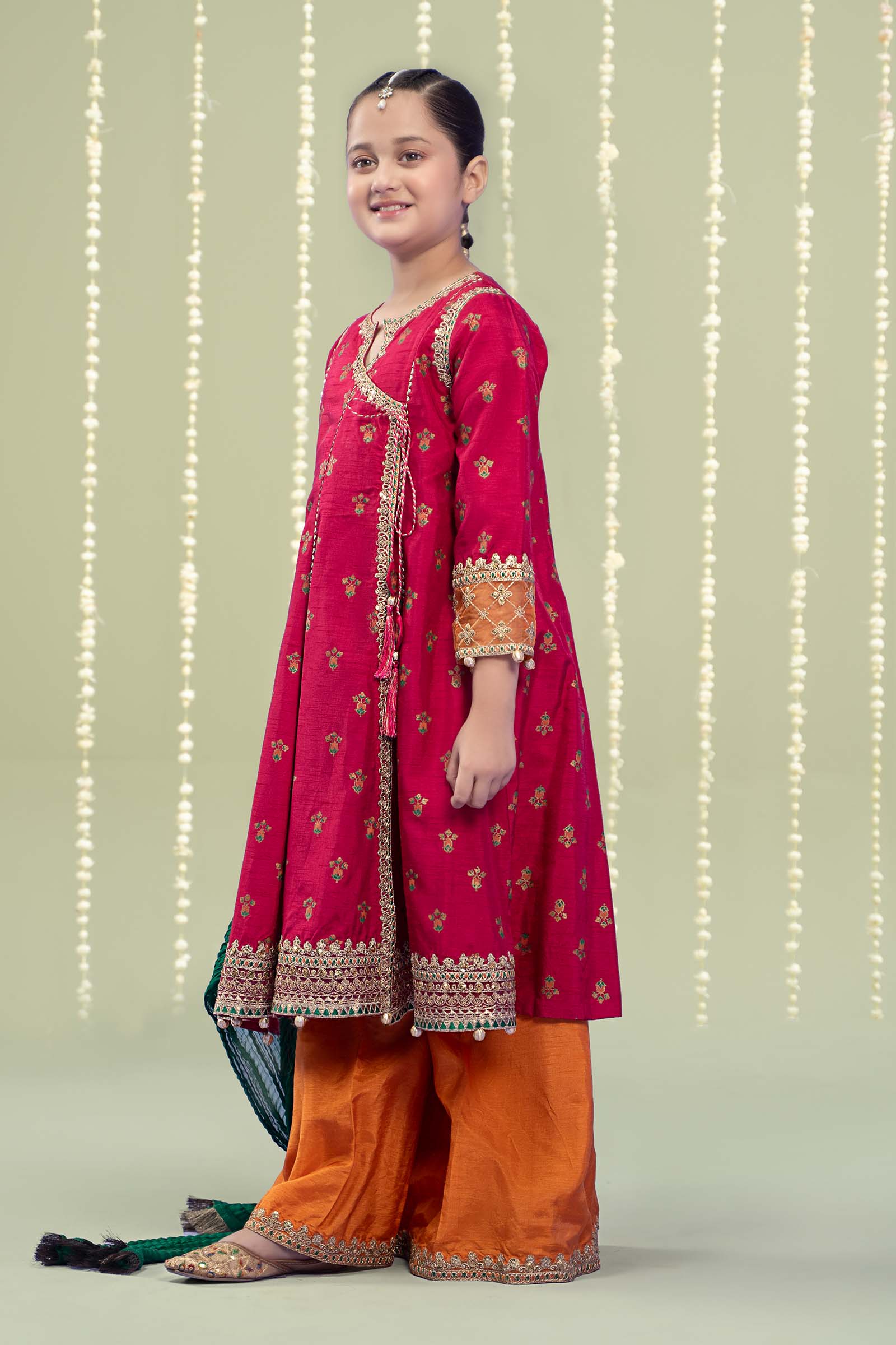 Maria B | 3 Piece Embroidered Raw Silk Suit | MKS-W24-10 10-Aug Maroon
