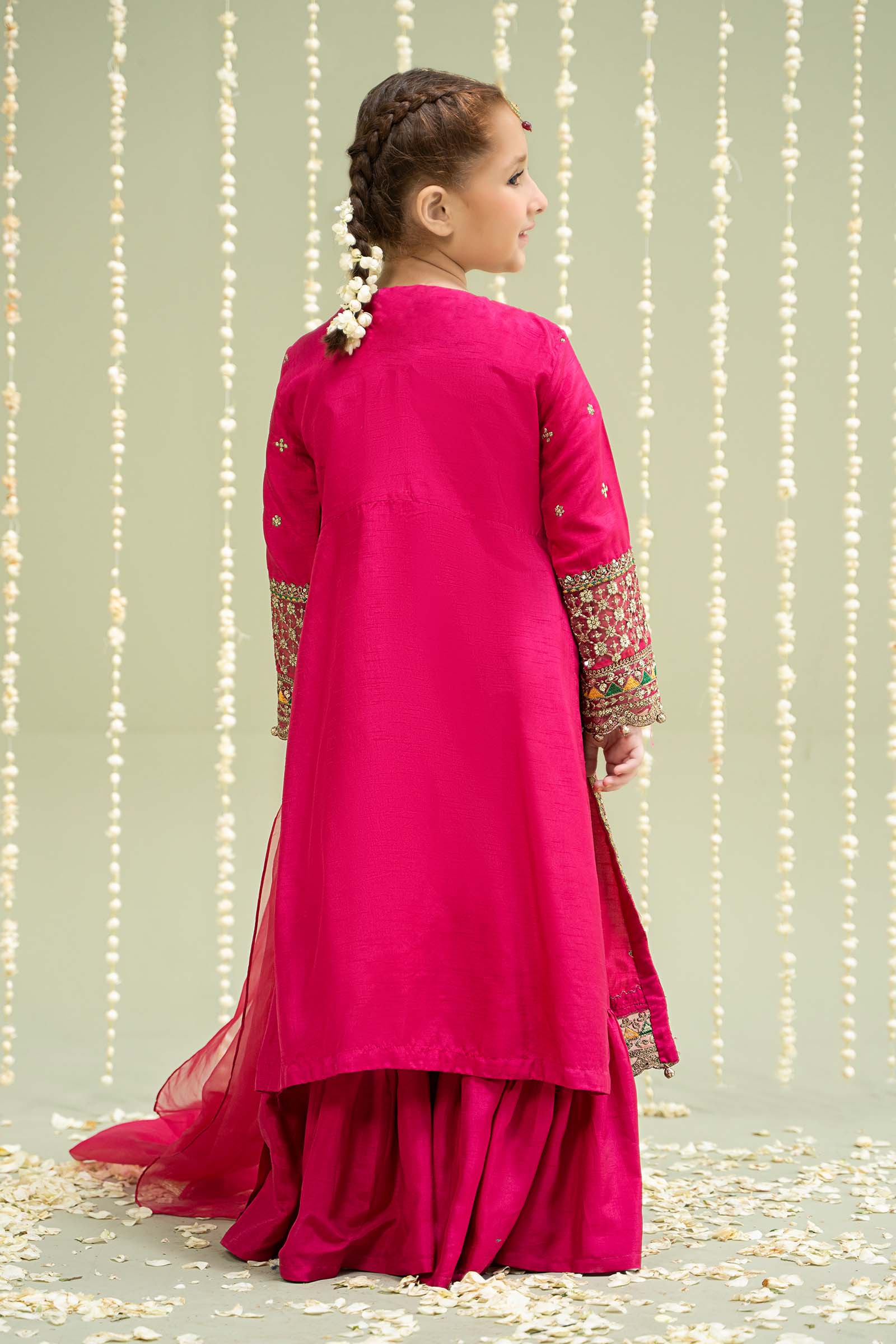 Maria B | 3 Piece Embroidered Raw Silk Suit | MKS-W24-13 10-Aug Pink
