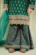 Maria B | 3 Piece Embroidered Raw Silk Suit | MKS-W24-28 8-Jun Green