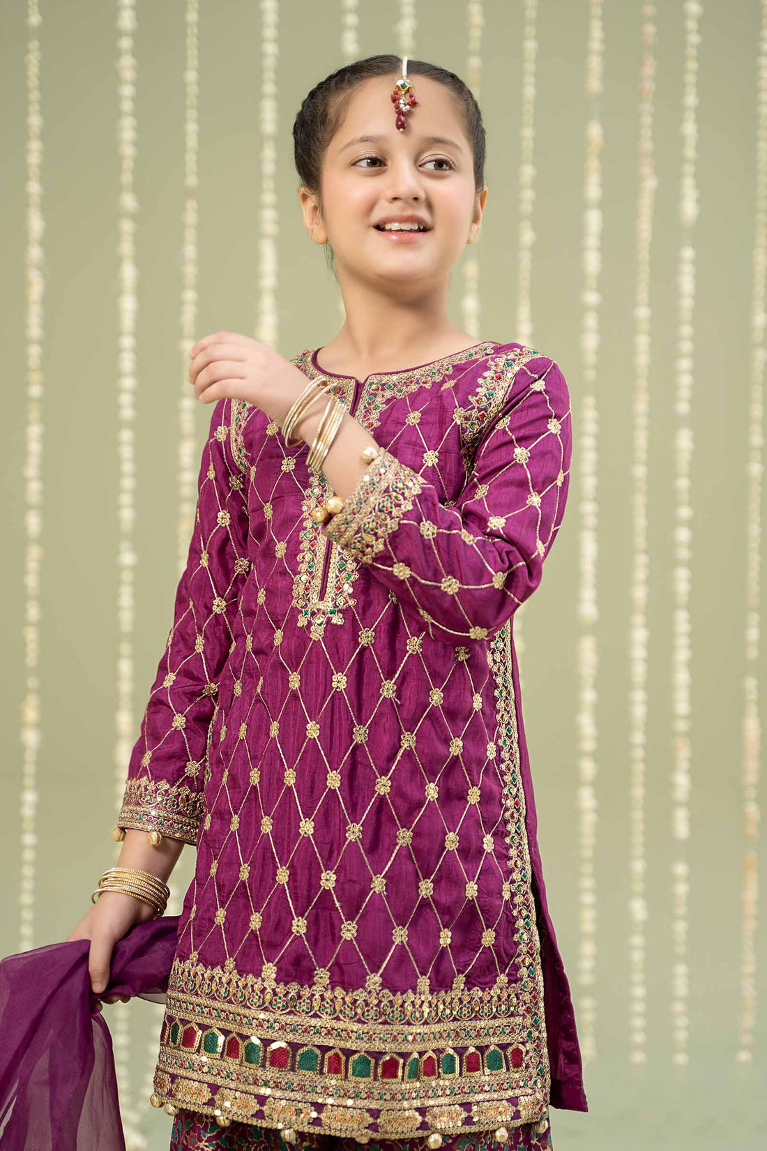 Maria B | 3 Piece Embroidered Raw Silk Suit | MKS-W24-28 4-Feb Purple