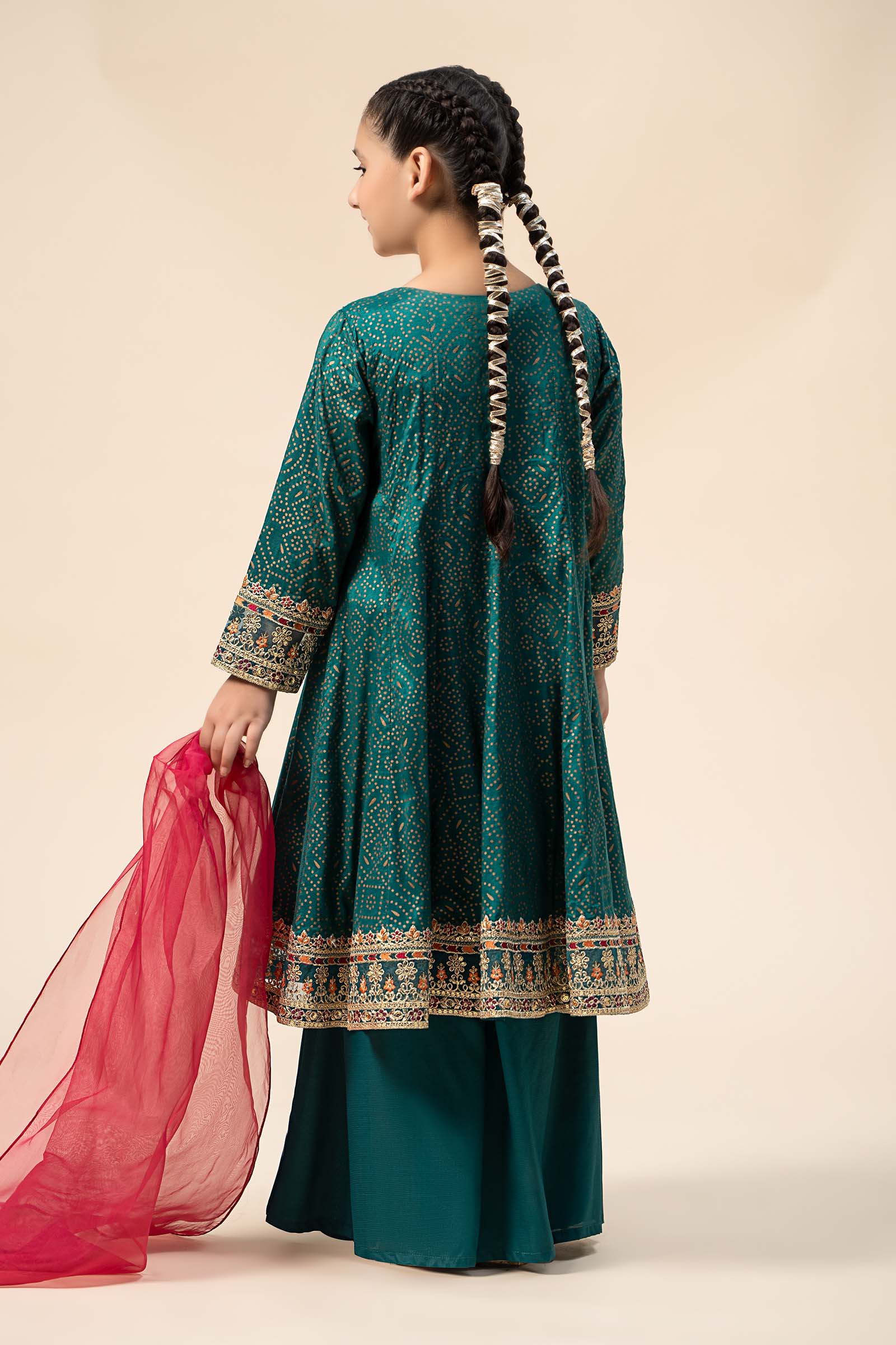 Maria B | 3 Piece Embroidered Raw Silk Suit | MKS-W24-29 14-Dec Blue
