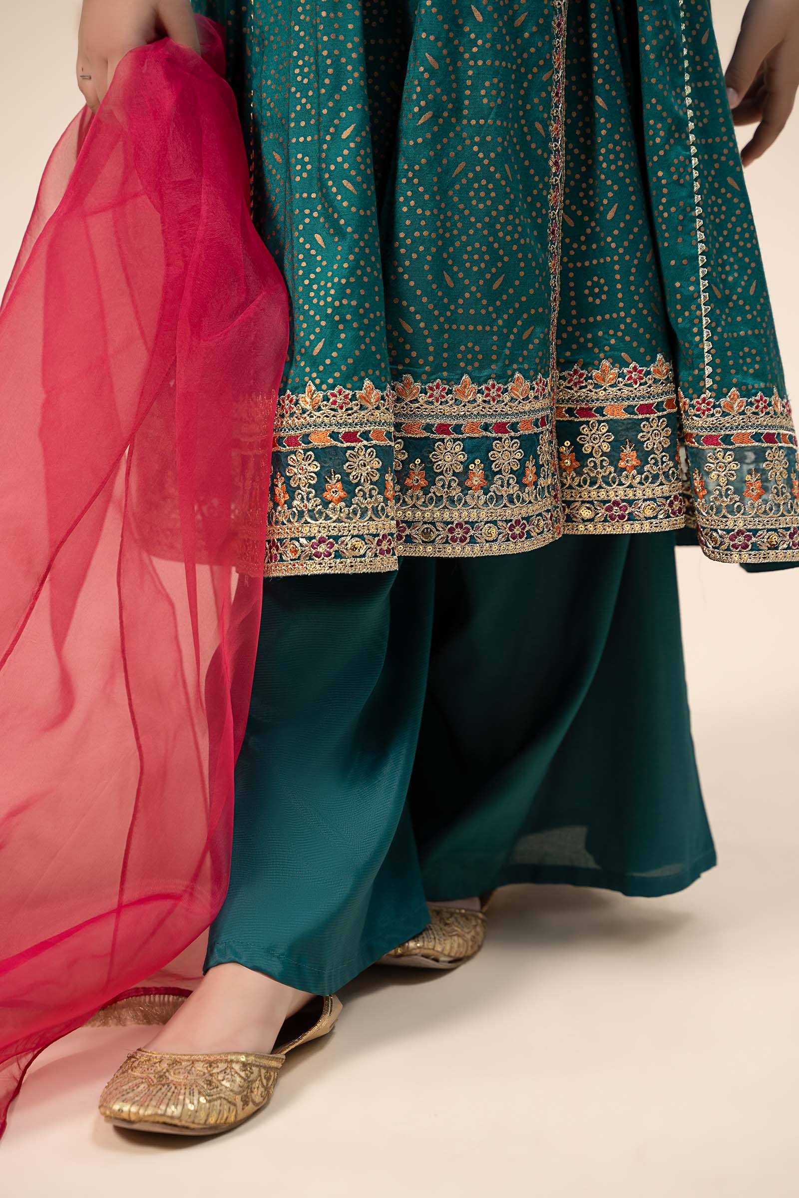 Maria B | 3 Piece Embroidered Raw Silk Suit | MKS-W24-29 12-Oct Blue