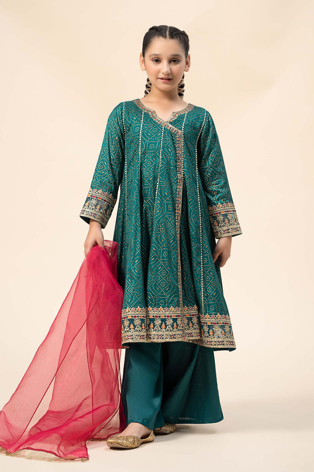 Maria B | 3 Piece Embroidered Raw Silk Suit | MKS-W24-29 4-Feb Blue