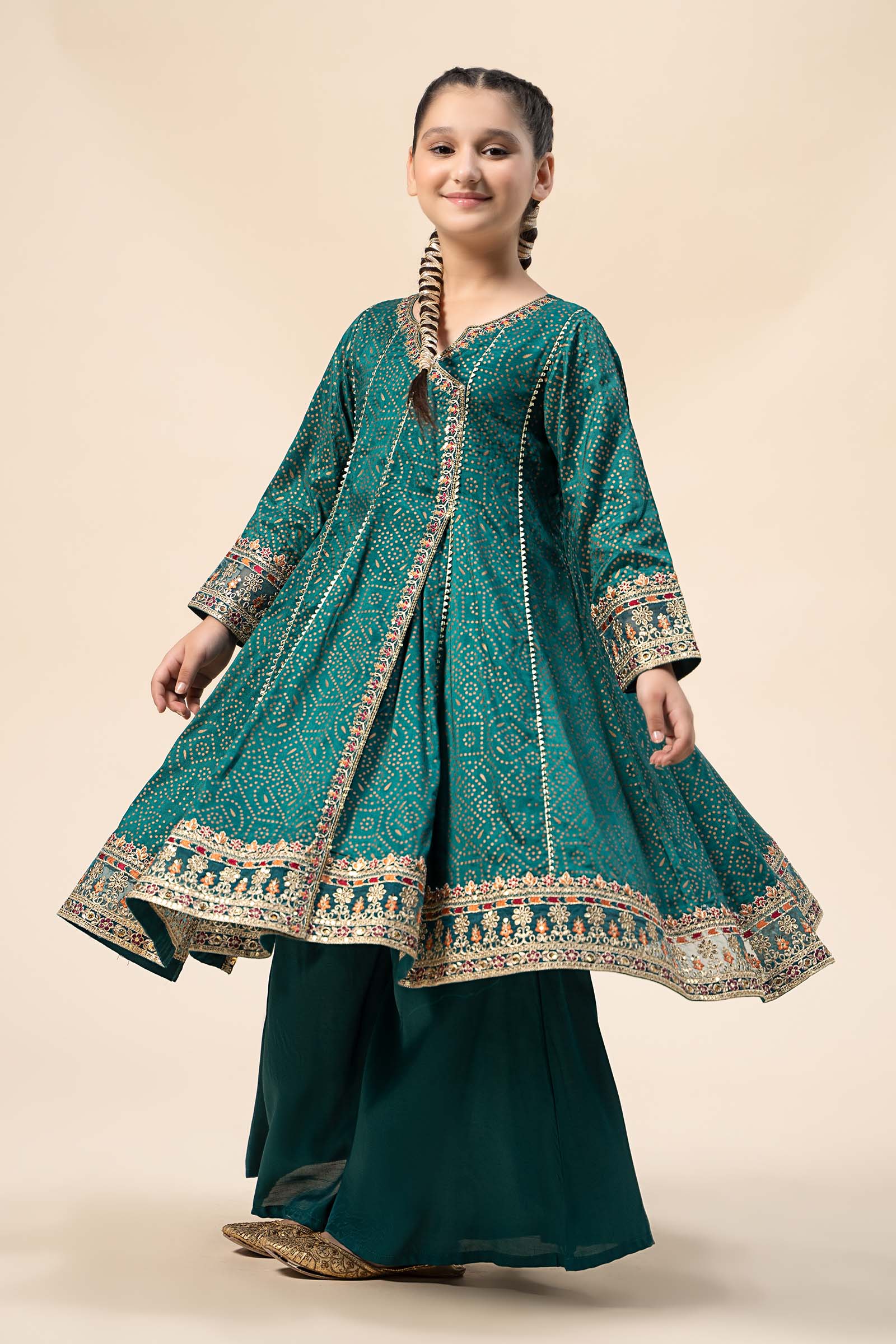 Maria B | 3 Piece Embroidered Raw Silk Suit | MKS-W24-29 8-Jun Blue