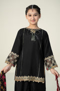 Maria B | 3 Piece Embroidered Raw Silk Suit | MKS-W24-31 6-Apr Black
