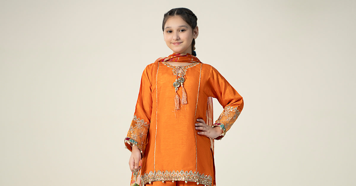 Maria B | 3 Piece Embroidered Raw Silk Suit | MKS-W24-31