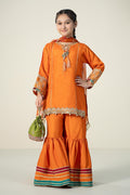 Maria B | 3 Piece Embroidered Raw Silk Suit | MKS-W24-31 14-Dec Orange