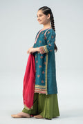 Maria B | 3 Piece Embroidered Raw Silk Suit | MKS-W24-33 12-Oct Blue