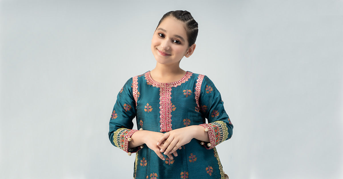 Maria B | 3 Piece Embroidered Raw Silk Suit | MKS-W24-33