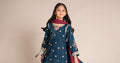 Maria B | 3 Piece Embroidered Raw Silk Suit | MKS-EF25-07 14-Dec Blue