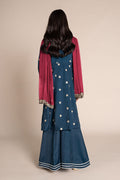 Maria B | 3 Piece Embroidered Raw Silk Suit | MKS-EF25-07 12-Oct Blue