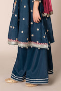 Maria B | 3 Piece Embroidered Raw Silk Suit | MKS-EF25-07 8-Jun Blue