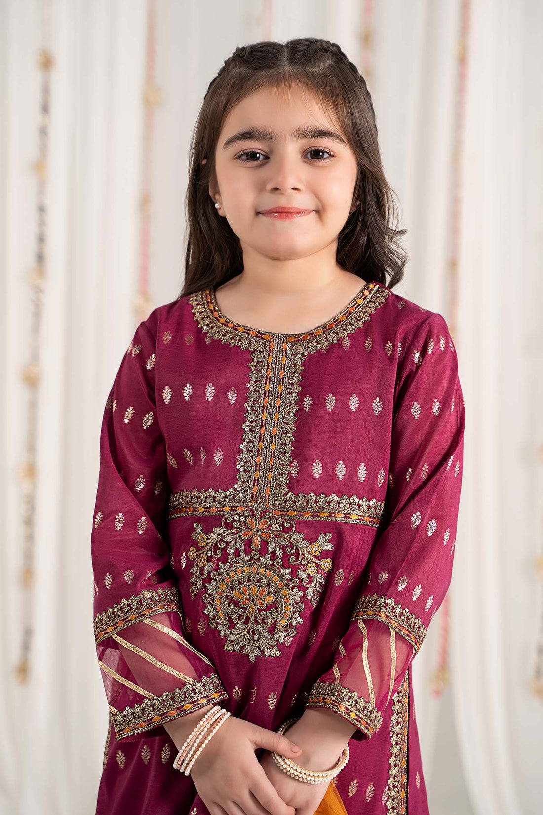 Maria B | 3 Piece Embroidered Raw Silk Suit | MKS-EF25-30 -  Maria B KidsClothes -  Saira Sultan