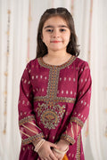 Maria B | 3 Piece Embroidered Raw Silk Suit | MKS-EF25-30 6-Apr Maroon