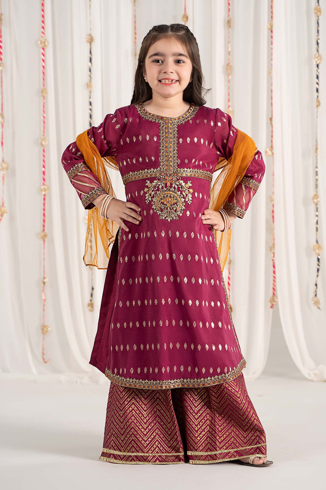 Maria B | 3 Piece Embroidered Raw Silk Suit | MKS-EF25-30 -  Maria B KidsClothes -  Saira Sultan