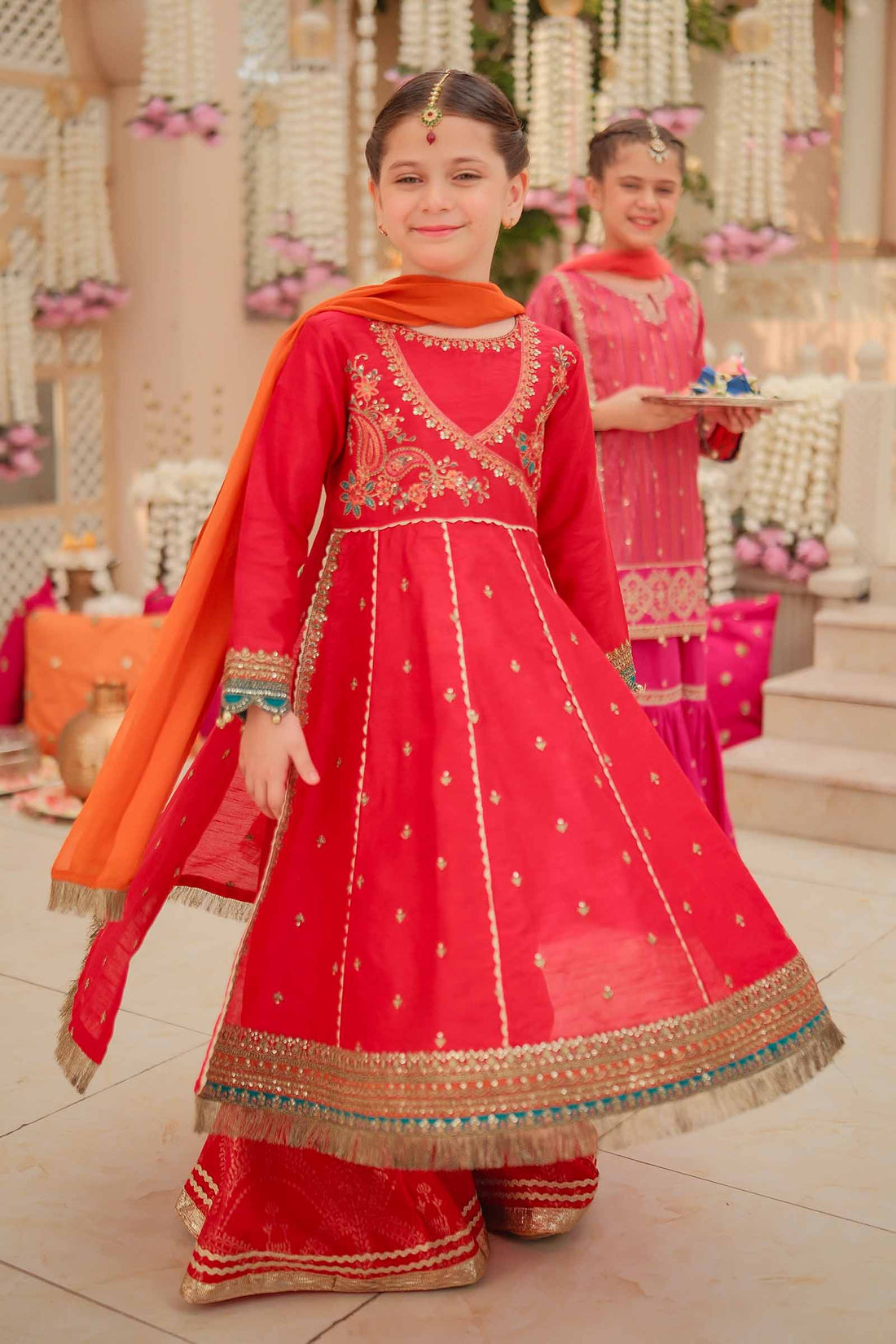 Maria B | 3 Piece Embroidered Raw Silk Suit | MKS-W24-02 4-Feb Red