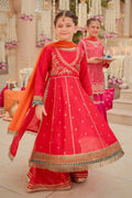 Maria B | 3 Piece Embroidered Raw Silk Suit | MKS-W24-02 6-Apr Red