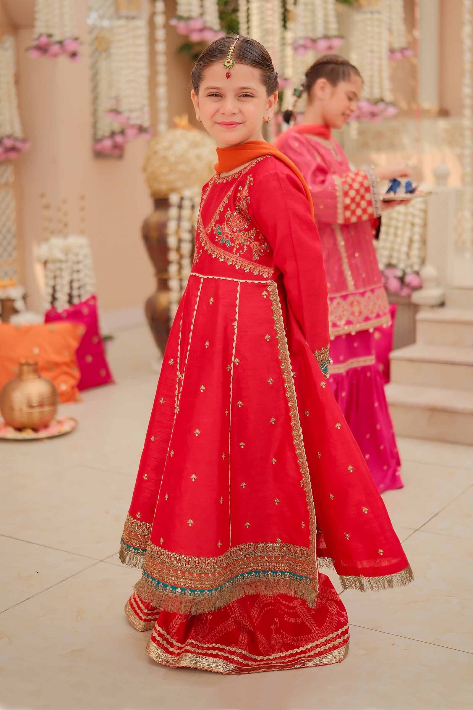 Maria B | 3 Piece Embroidered Raw Silk Suit | MKS-W24-02 8-Jun Red