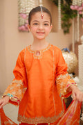 Maria B | 3 Piece Embroidered Raw Silk Suit | MKS-W24-31 6-Apr Orange