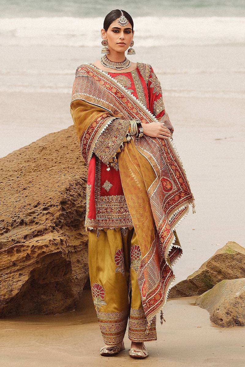 MNR | Gehraiyaan Shaadi Collection | Atlas - Pakistani Designer Dress - by MNR | Type: Bridal - 100% Original at Saira Sultan