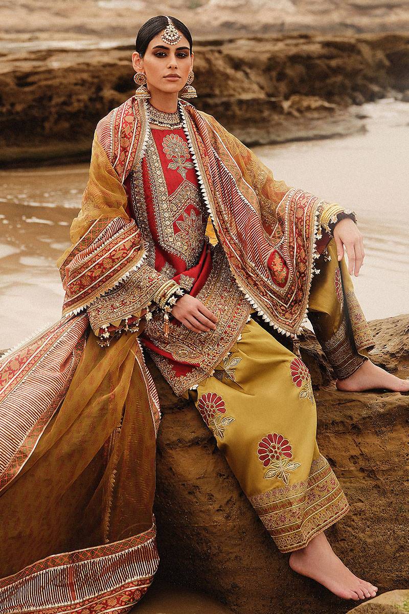 MNR | Gehraiyaan Shaadi Collection | Atlas - Pakistani Designer Dress - by MNR | Type: Bridal - 100% Original at Saira Sultan