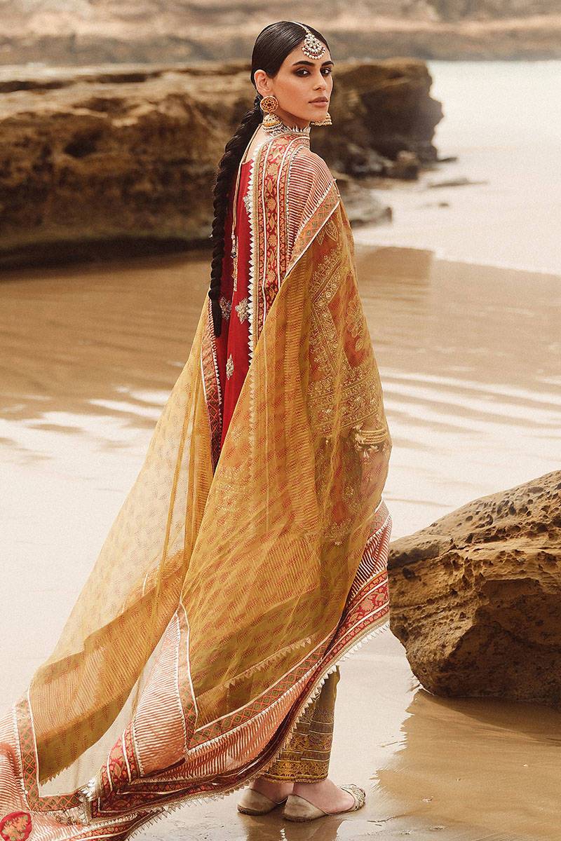 MNR | Gehraiyaan Shaadi Collection | Atlas - Pakistani Designer Dress - by MNR | Type: Bridal - 100% Original at Saira Sultan