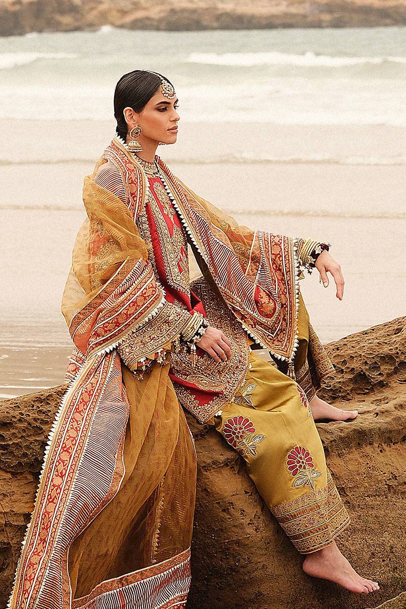 MNR | Gehraiyaan Shaadi Collection | Atlas - Pakistani Designer Dress - by MNR | Type: Bridal - 100% Original at Saira Sultan