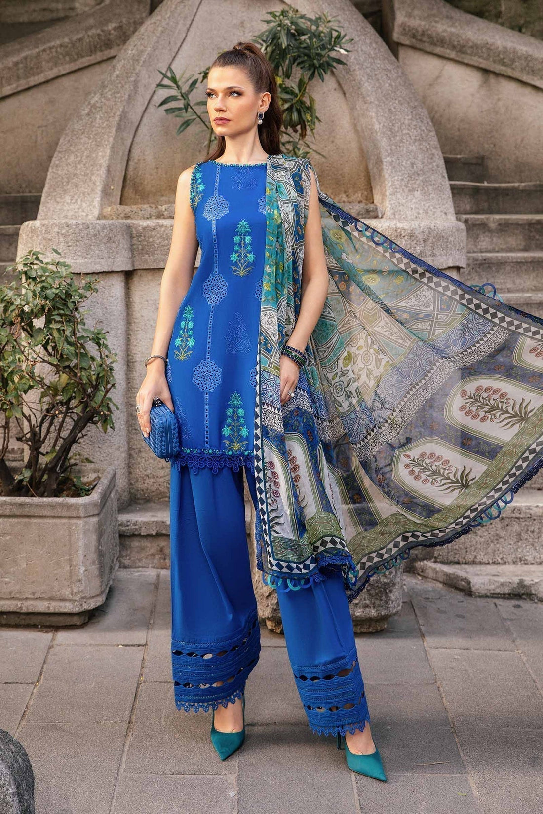 Maria B | M Prints Fall Edit 24 | MPT-2303-A - Pakistani Designer Dress - by Maria B | Type: Luxury - 100% Original at Saira Sultan