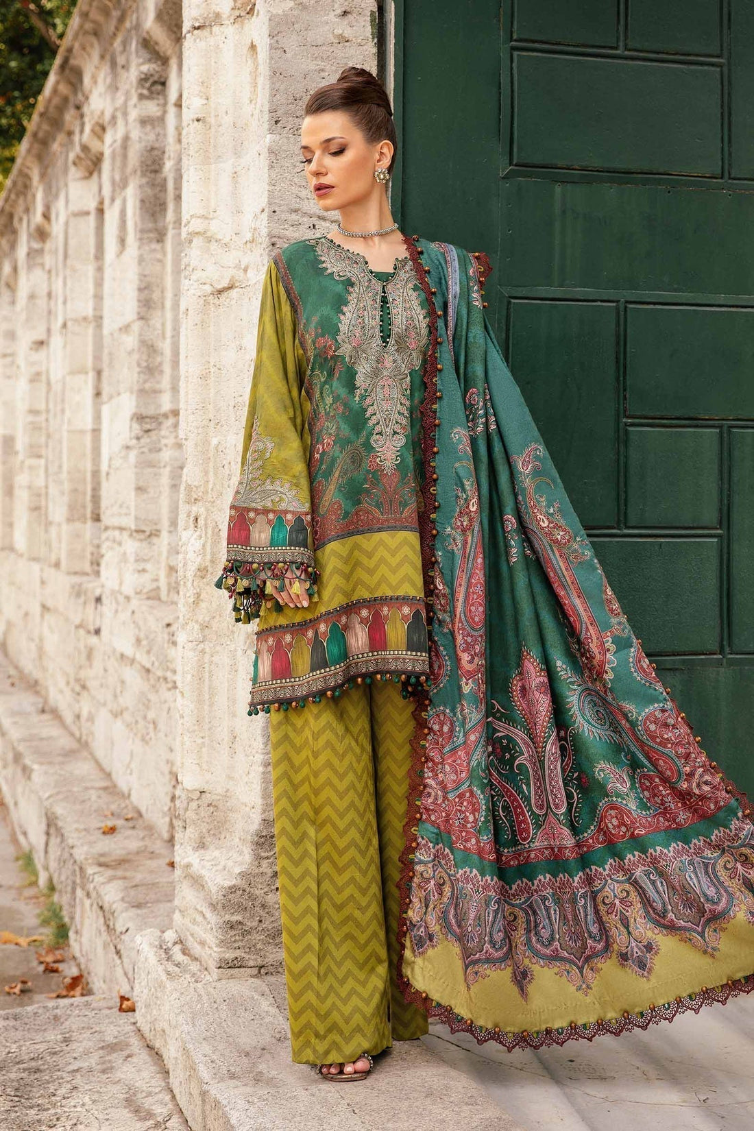 Maria B | M Prints Fall Edit 24 | MPT-2305-A - Pakistani Designer Dress - by Maria B | Type: Luxury - 100% Original at Saira Sultan