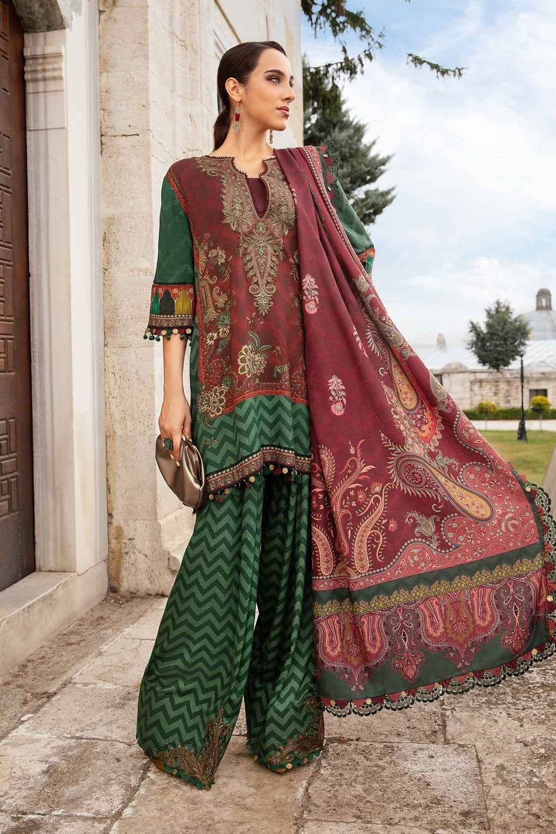 Maria B | M Prints Fall Edit 24 |  MPT-2305-B - Pakistani Designer Dress - by Maria B | Type: Luxury - 100% Original at Saira Sultan