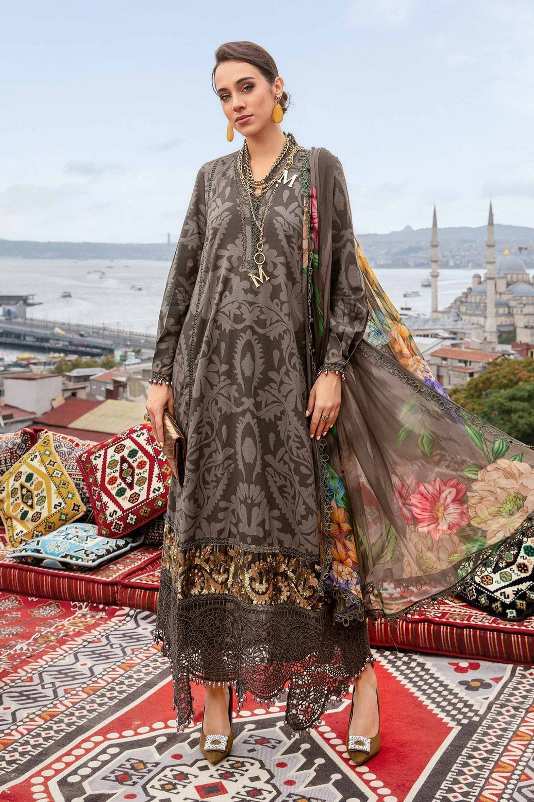 Maria B | M Prints Fall Edit 24 | MPT-2307-A - Pakistani Designer Dress - by Maria B | Type: Luxury - 100% Original at Saira Sultan