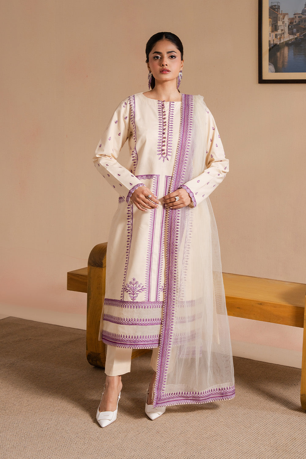 Maryum N Maria | Belle Pret | AZORA - MS50178 S Off White Organza