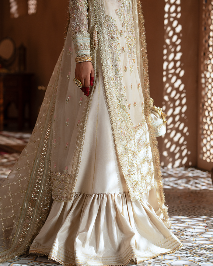 Zevk | Mughal Raniya | Ruhaani Begum XL Off White Organza