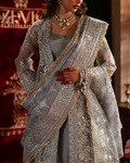 Zevk | Mughal Raniya | Mughal Rani Custom Size Gray Organza