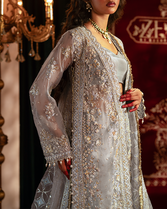 Zevk | Mughal Raniya | Mughal Rani M Gray Organza