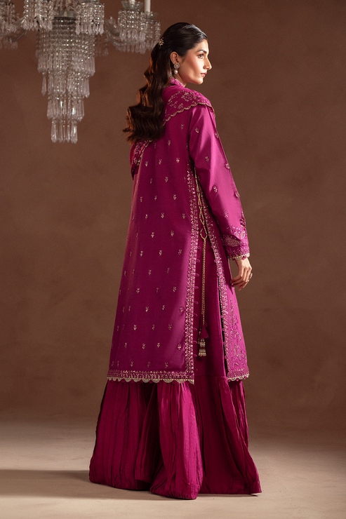 Emaan Adeel | Selene Formals | FIORA S Magenta Korean Raw Silk