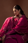 Emaan Adeel | Selene Formals | FIORA XL Magenta Korean Raw Silk